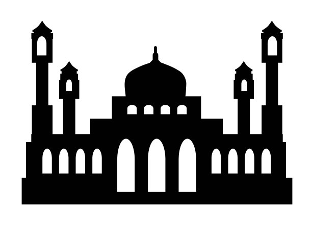 伊斯兰斋月城市景观的黑色剪影图片下载