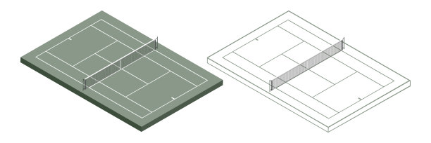 运动和胜利的理念在平面风格。运动网球场以白色为背景，等距观。矢量集时尚的体育比赛。图片下载