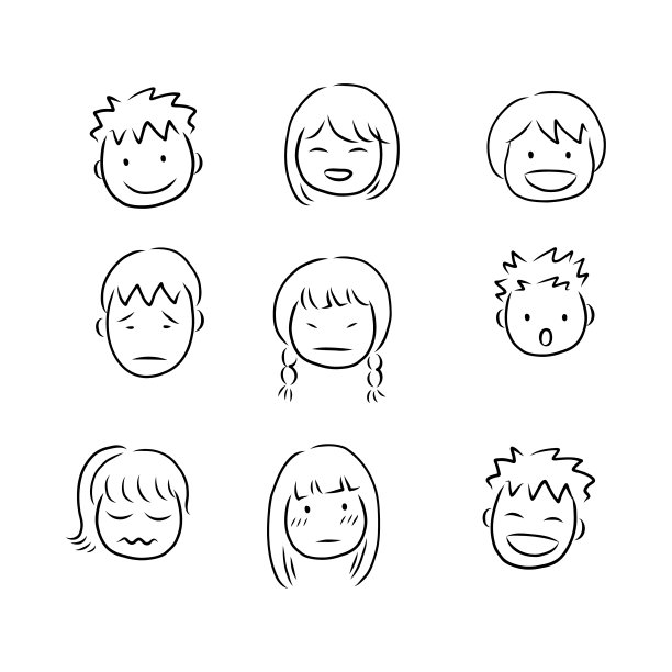 各种儿童脸部的线条绘制图片下载