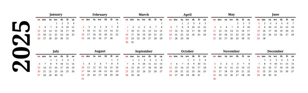 2025年日历孤立在白色背景上图片下载