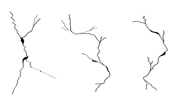 手绘裂纹墙壁、地面、玻璃、鸡蛋涂鸦素材矢量图图片下载