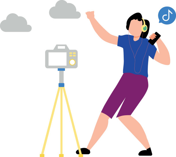 一个女孩正在制作舞蹈视频。图片下载