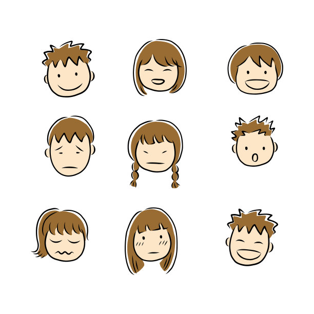 各种儿童脸部的线条绘制图片下载