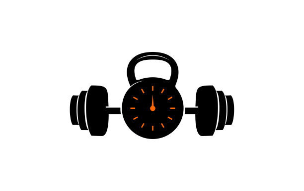健身时间标志符号矢量插图设计图片下载
