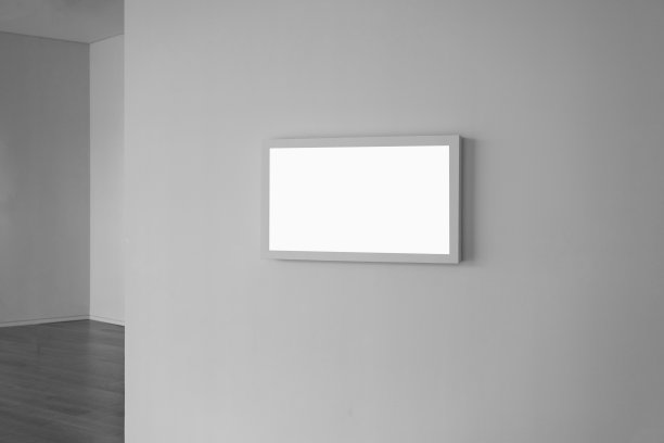 室内展厅墙上的空白画框图片下载