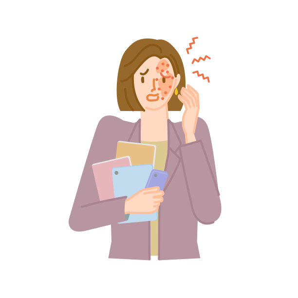 带状疱疹:女性由于压力导致面部疼痛、瘙痒和肿胀图片下载