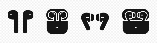 Airpods耳机矢量图标。耳机图标。耳机图标集。AirPods符号图片下载