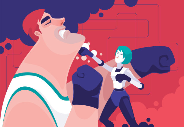 机器人女人打男人图片下载