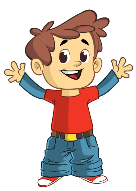 挥手微笑的可爱小男孩矢量卡通插画图片下载