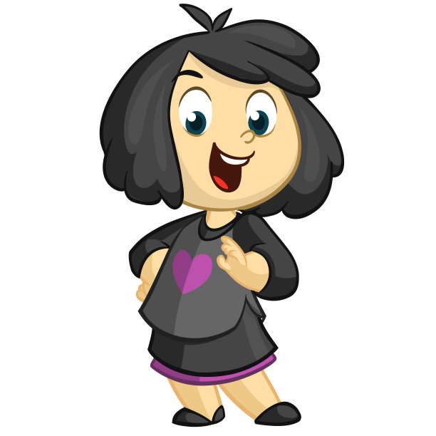 微笑的可爱卡通女孩矢量插画图片下载