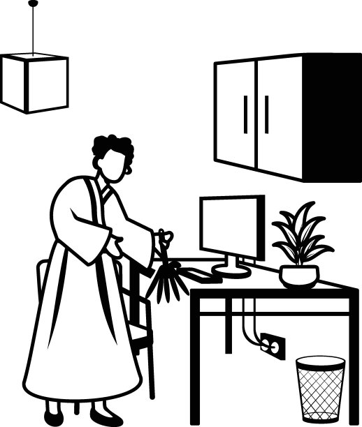 小美清洁办公室矢量设计，除夕夜标志，龙年标志，中国春节场景插画，女性做节日准备和期待概念图片下载