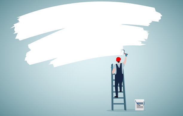 专业画家在墙上作画图片下载