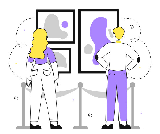 人们在美术馆矢量线的概念图片下载