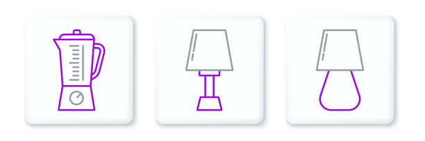 设置线台灯，搅拌机和图标。向量图片下载