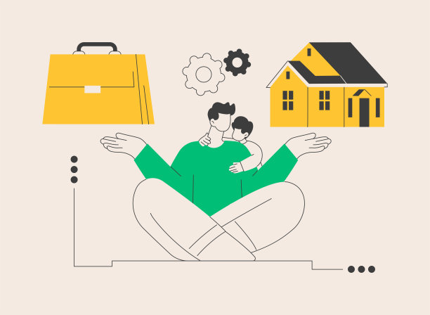 平衡工作和家庭抽象概念矢量插图。图片下载