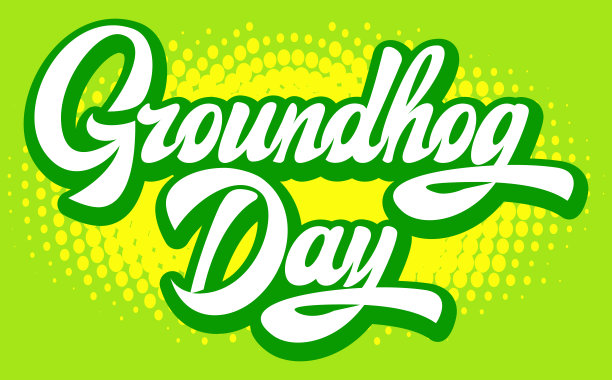 绿色背景土拨鼠日书法题词。矢量彩色插图。设计模板图片下载