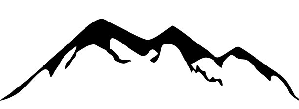 山脉轮廓黑色和白色的图标，岩石山峰或山脉矢量图片下载