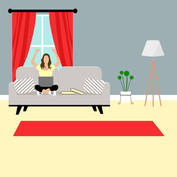 兴奋快乐的青少年庆祝成功，坐在沙发上的现代公寓看着笔记本电脑屏幕。图片下载