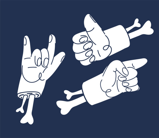 僵尸手的卡通矢量插图，收集万圣节的主题和问候图片下载