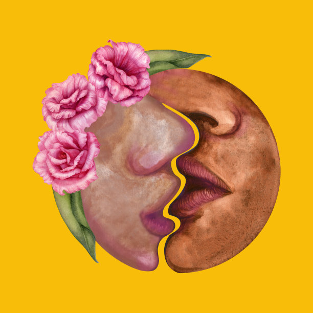 情人节，婚礼，订婚，贴纸，模板，图片，室内贴纸，标签，明信片，一对恋人的吻的水彩插图图片下载