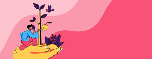 平面字符矢量概念操作手绘插图植树节植树在春天图片下载