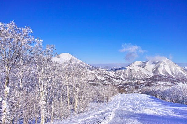 Yotei山和Rusutsu滑雪场的景色图片下载