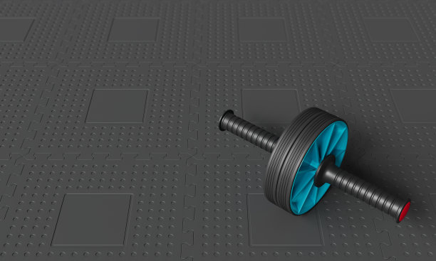 黑色橡胶垫上的AB滚轮。3D渲染图片下载