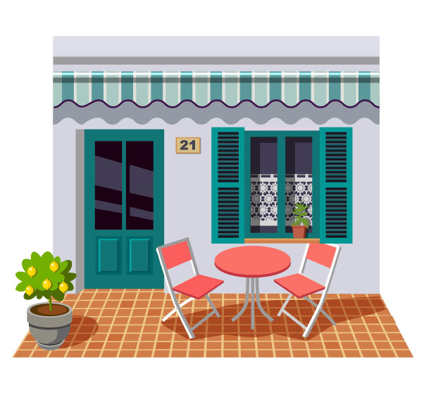 小房子矢量平面插图图片下载