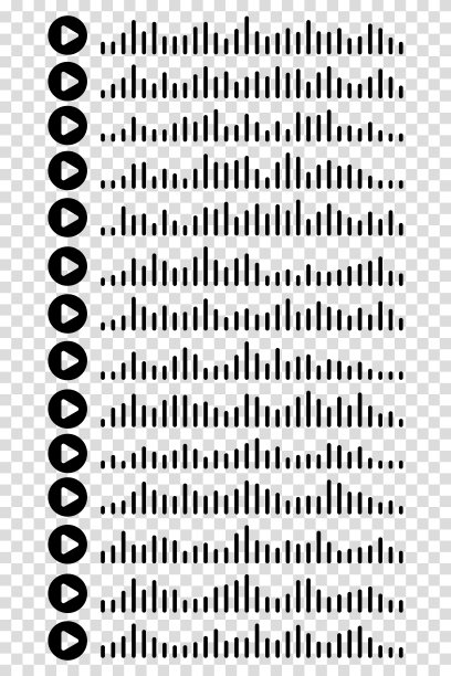 音频波图标声音歌曲播客设置在一个透明的背景。语音消息。矢量图图片下载