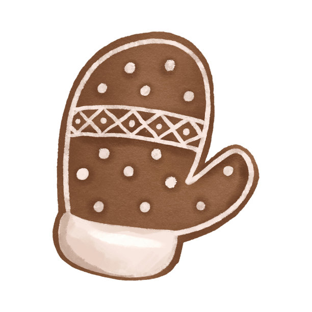 圣诞姜饼形状的手套与白色糖衣。图片下载