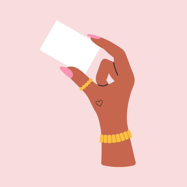 海报上的女人手拿着名片。模板与空白的纸张为您的信息。图片下载