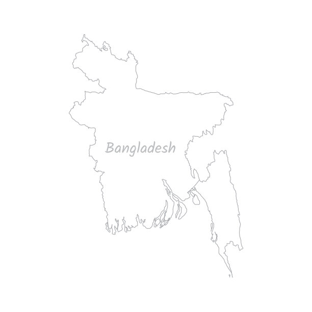 孟加拉国地图手绘简单风格化。隔离在白色背景矢量插图EPS10图片下载
