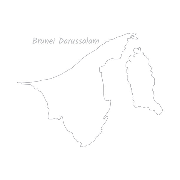 文莱达鲁萨兰国地图手绘简单风格化。隔离在白色背景矢量插图EPS10图片下载