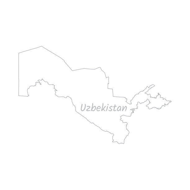 乌兹别克斯坦地图手绘简单风格化。隔离在白色背景矢量插图EPS10图片下载
