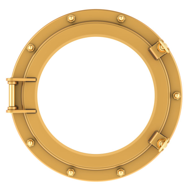 黄铜船舷窗，3D渲染图片下载