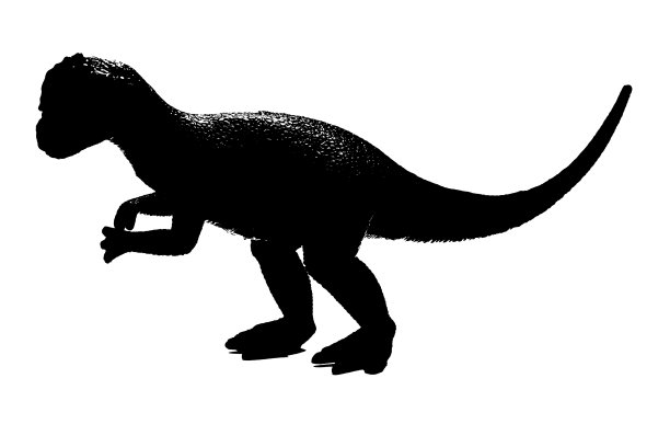 黑色恐龙剪影孤立在白色背景，恐龙玩具模型图片下载