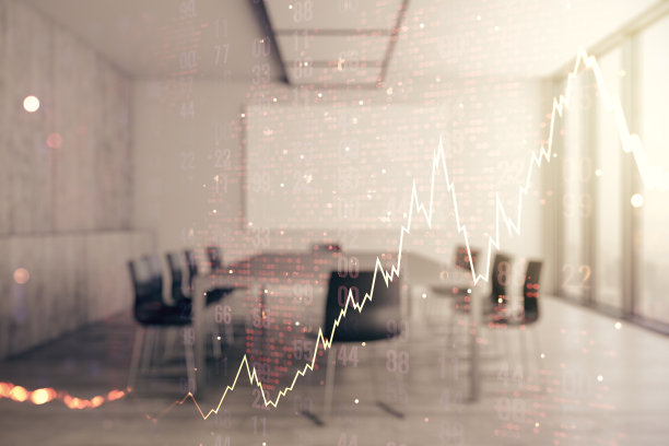 双重曝光抽象的创意财务图表和世界地图在现代董事会背景，银行和会计概念图片下载