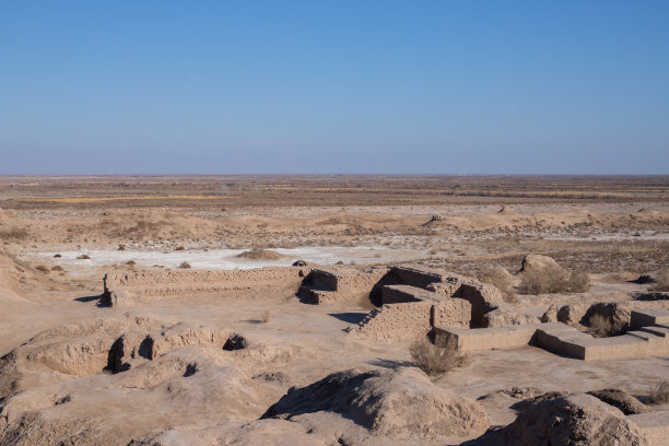 阿亚兹-卡拉，古城市霍列兹姆的废墟，希瓦，乌兹别克斯坦图片下载