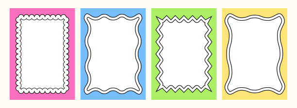 一组空白的手绘框架的文字和图片，拼贴画，艺术。平面设计背景。矢量插图。图片下载