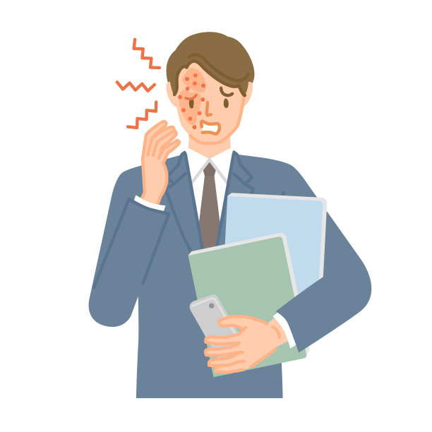 带状疱疹:男性由于压力而感到脸部疼痛、瘙痒和肿胀图片下载