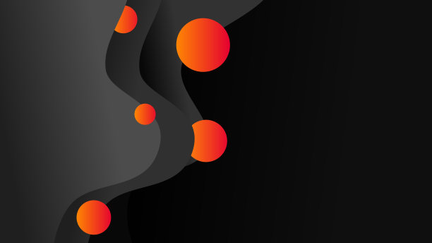 侧面黑色和灰色波浪和橙色圆圈抽象的创意呈现背景图片下载