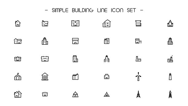 简单的建筑线条图标集图片下载