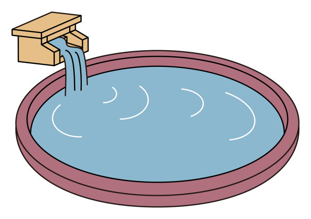 日式露天温泉浴。简单插图矢量图片下载