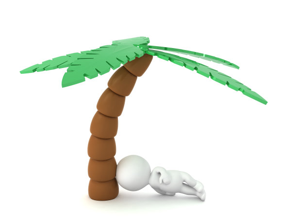 3D角色在棕榈树下睡觉图片下载