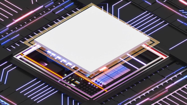 计算机系统连接点，中央处理器抽象技术，工作场所计算机技术，电路板上概念CPU，三维渲染图片下载