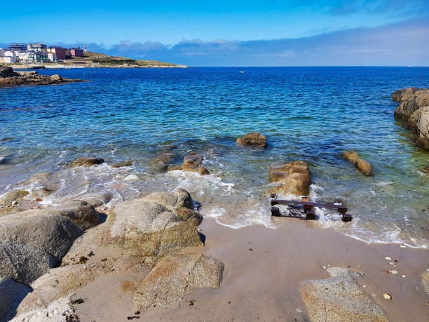 海景和沙滩，照片作为背景图片下载