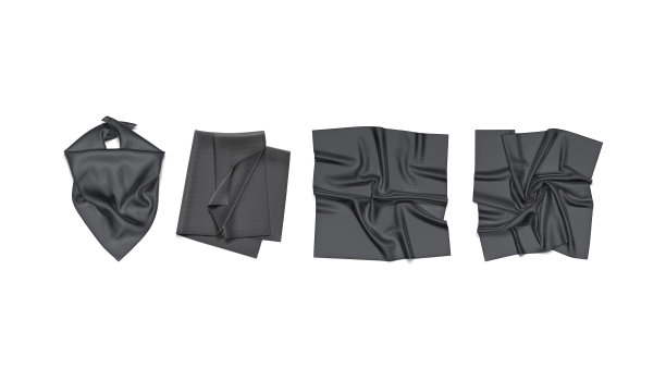 空白的黑色斜纹真丝围巾模型，不同类型图片下载