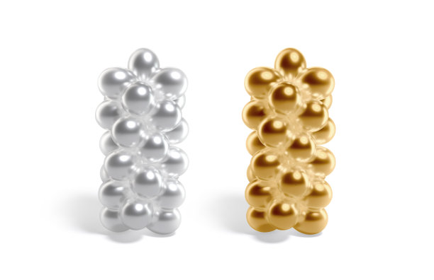 空白金和银圆形气球柱模型，孤立图片下载