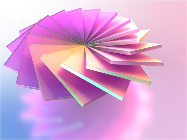 彩色水晶玻璃几何图案的三维插图图片下载