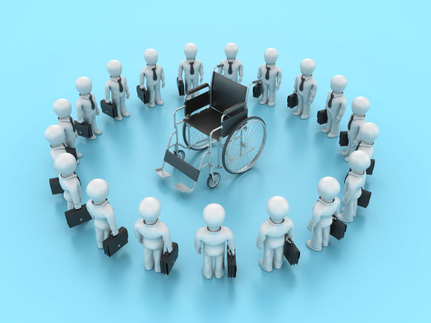 轮椅与卡通商务人士图片下载